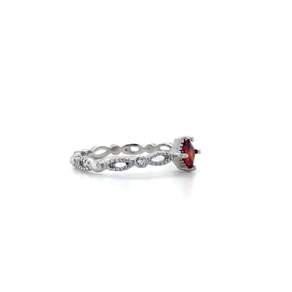 Milgrain Ring W/ Light Garnet In 925 Sterling Silvers