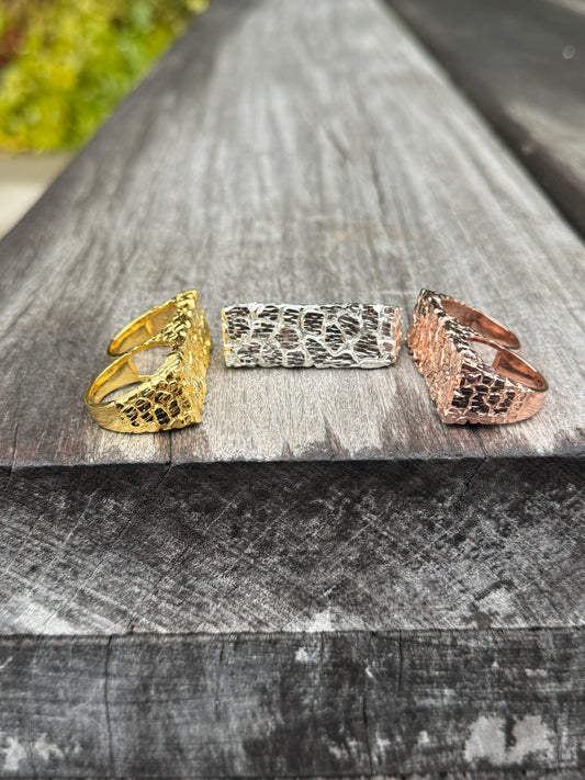 925 Silver Double Finger Nugget Ring