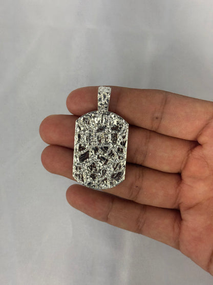 925 Silver Nugget Dog Tag Pendant 49MM x 25MM