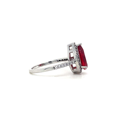 Red Ruby Pear Shaped Ring In 925 Sterling Silver