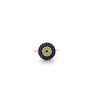 14K Yellow Gold Evil Eye Ring