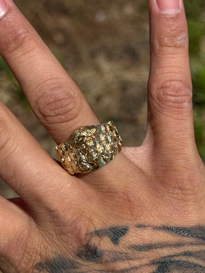925 Sterling Silver Jesus Ring Close Up - D's Custom Jewelry