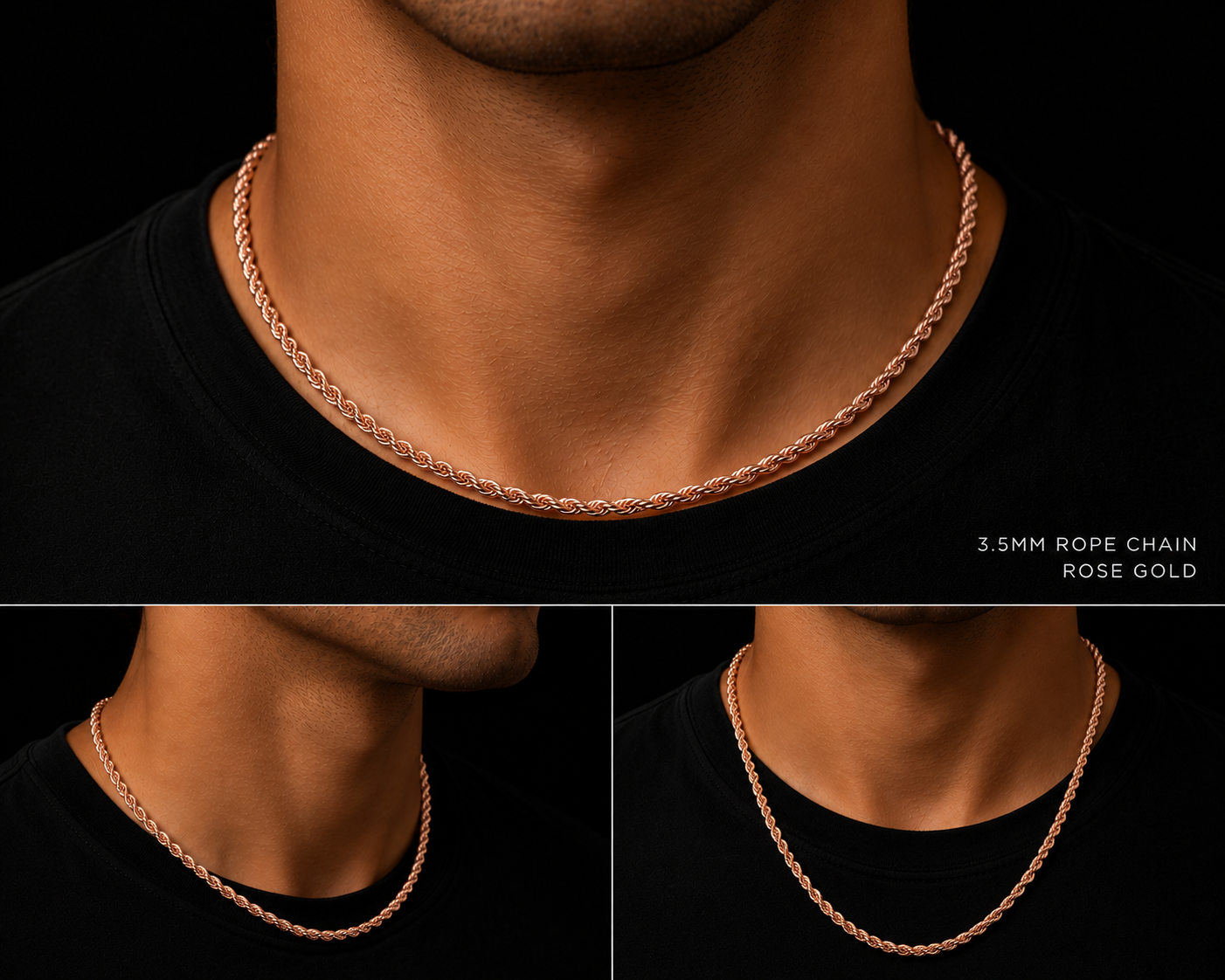 925 Sterling Silver 3.5MM Rope Chain & Bracelet