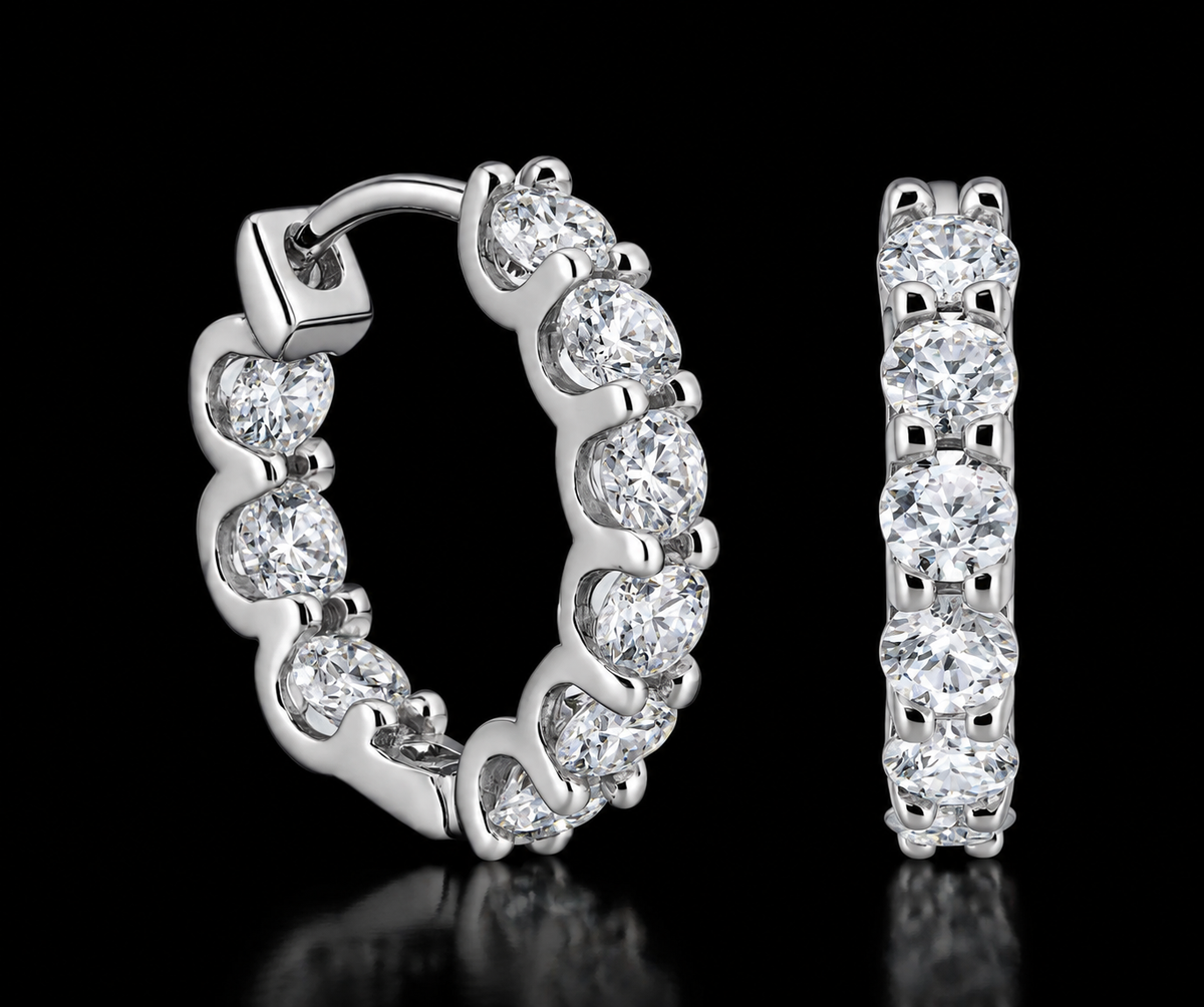 925 Sterling Silver Moissanite Hoop Earrings 17.5MM