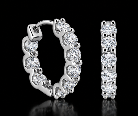 925 Sterling Silver Moissanite Hoop Earrings 17.5MM