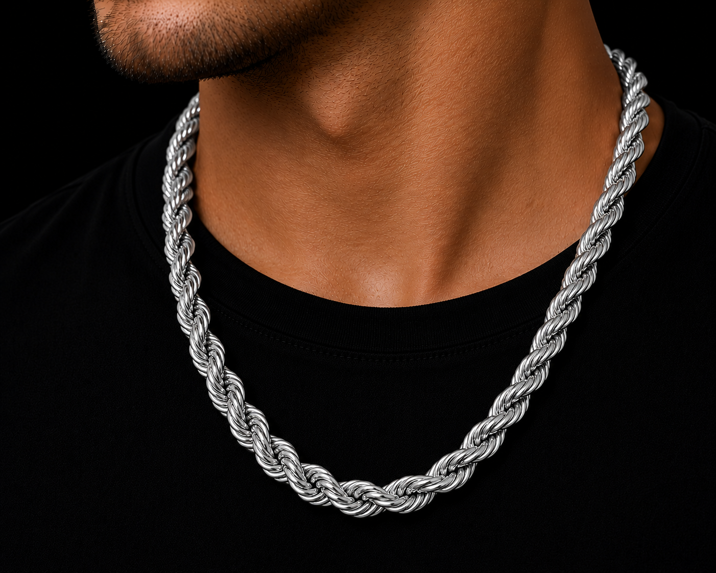 925 Sterling Silver 10MM Rope Chain & Bracelet