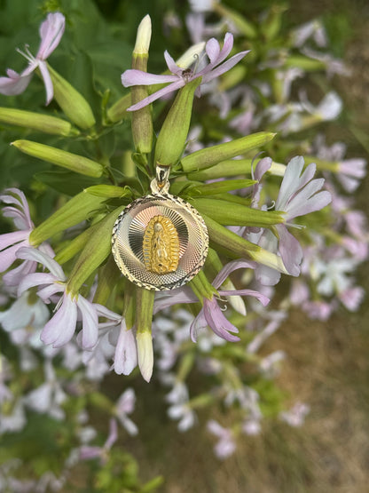14K Multi-Color Virgin Mary Pendant