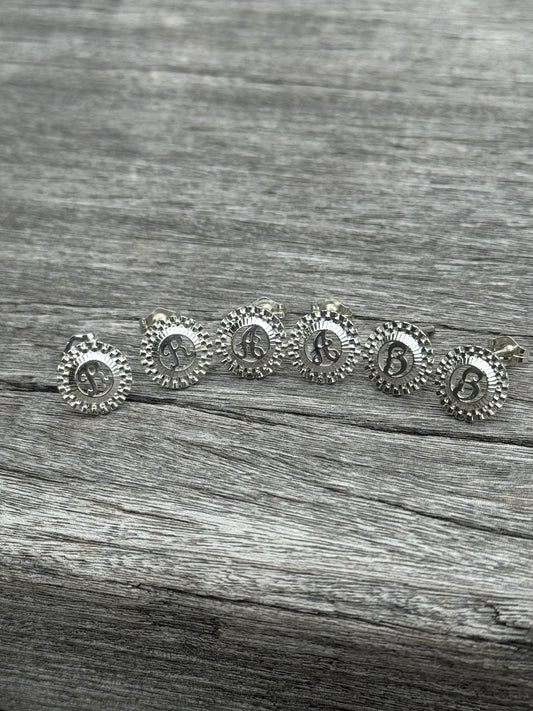 925 Silver Rolex Initial Earrings - Personalized Earrings - D's Custom Jewelry