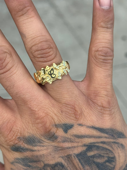 925 Silver Initial Nugget Ring