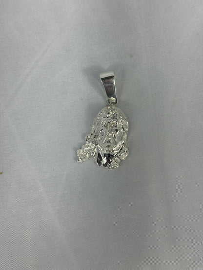 925 Silver Jesus Face Pendant 54mm x 27mm