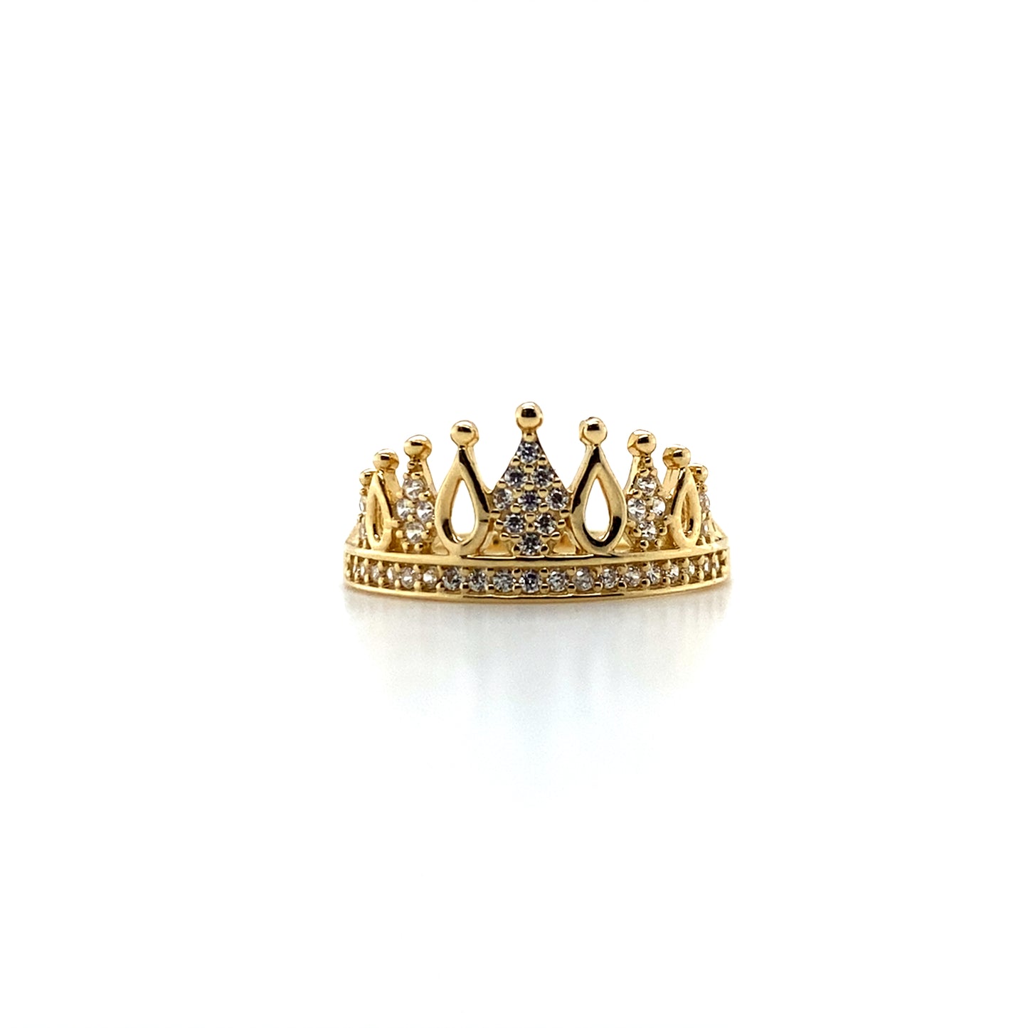 14K Yellow Gold CZ Crown Rings