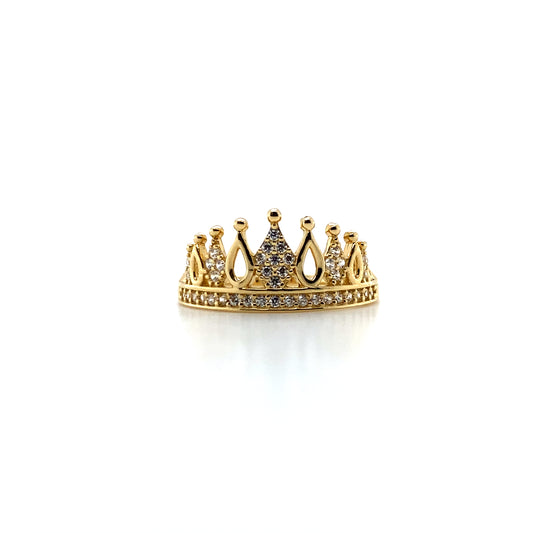 14K Yellow Gold CZ Crown Rings
