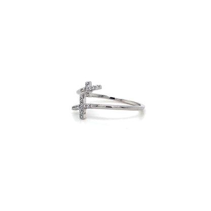 Double Cross Ring In 925 Sterling Silver