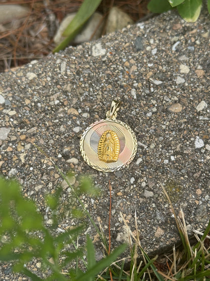 14K Multi-Color Virgin Mary Pendant