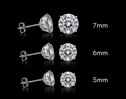 925 Sterling Silver Moissanite Round Stud Earrings