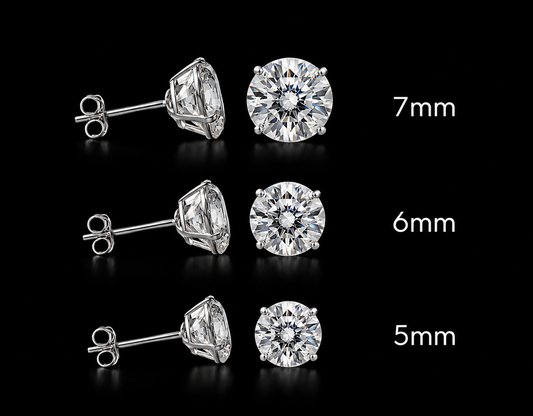 925 Sterling Silver Moissanite Round Stud Earrings