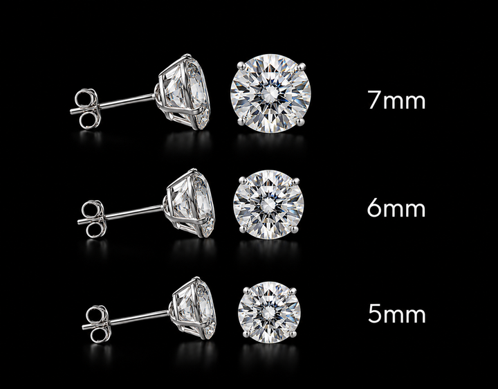 925 Sterling Silver Moissanite Round Stud Earrings