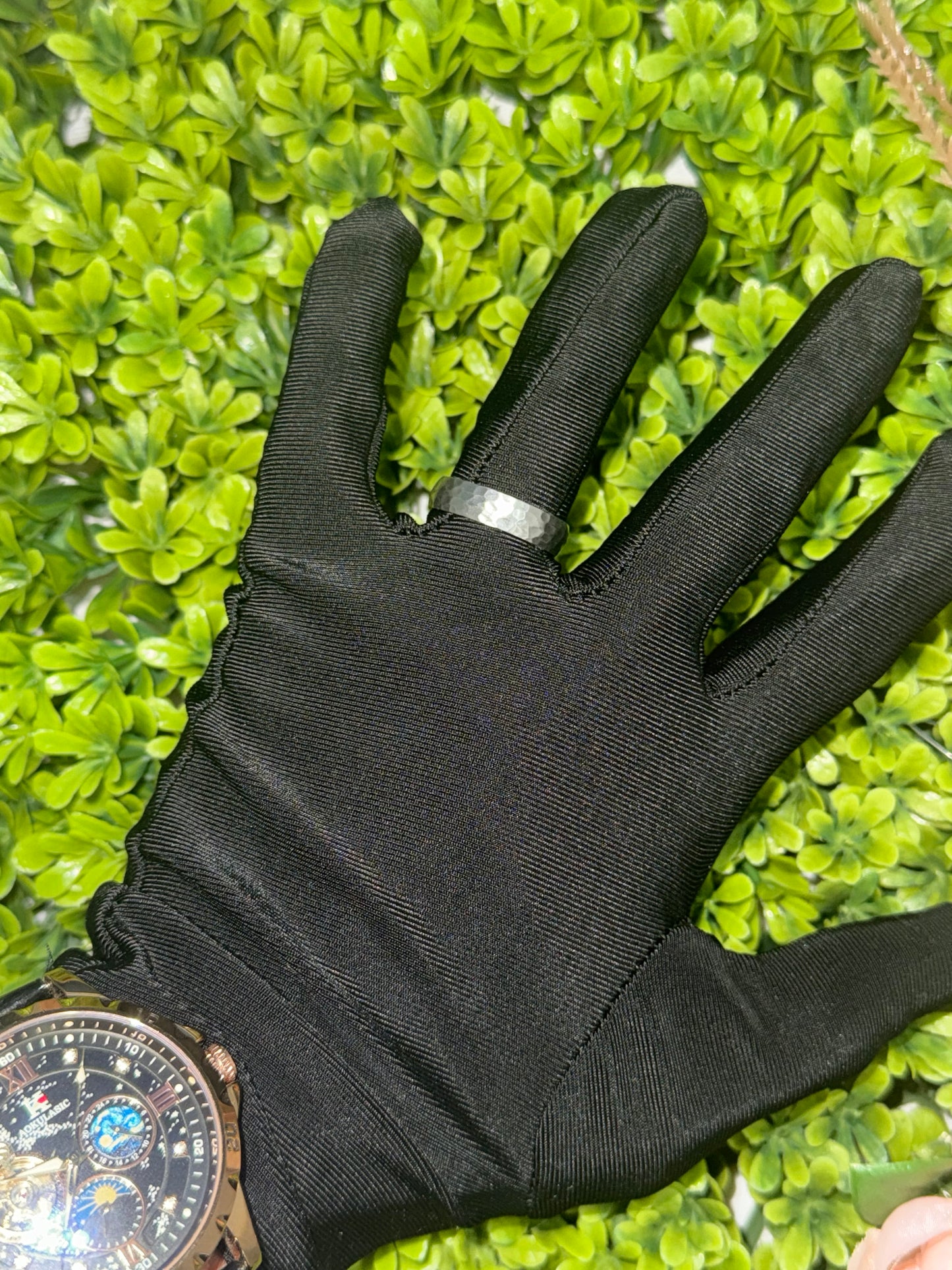 Men’s Hammered Finish Band In 14K White Gold Rings