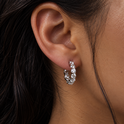 925 Sterling Silver Moissanite Hoop Earrings 17.5MM