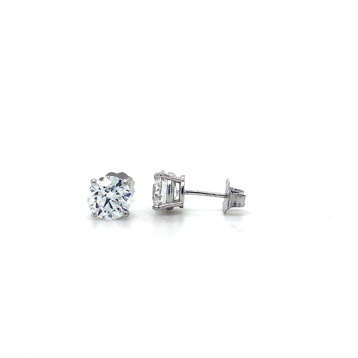 14K White Gold Stud In 6.4MM 2.15 Ct Lab Grown Diamond