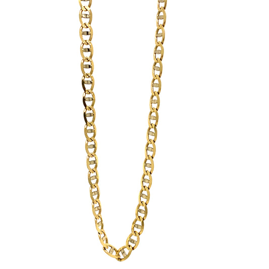 14K Yellow Gold Flat Marine Link Necklace