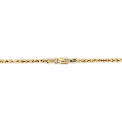 14K Yellow Gold Rope Chain Necklace 2MM 25”