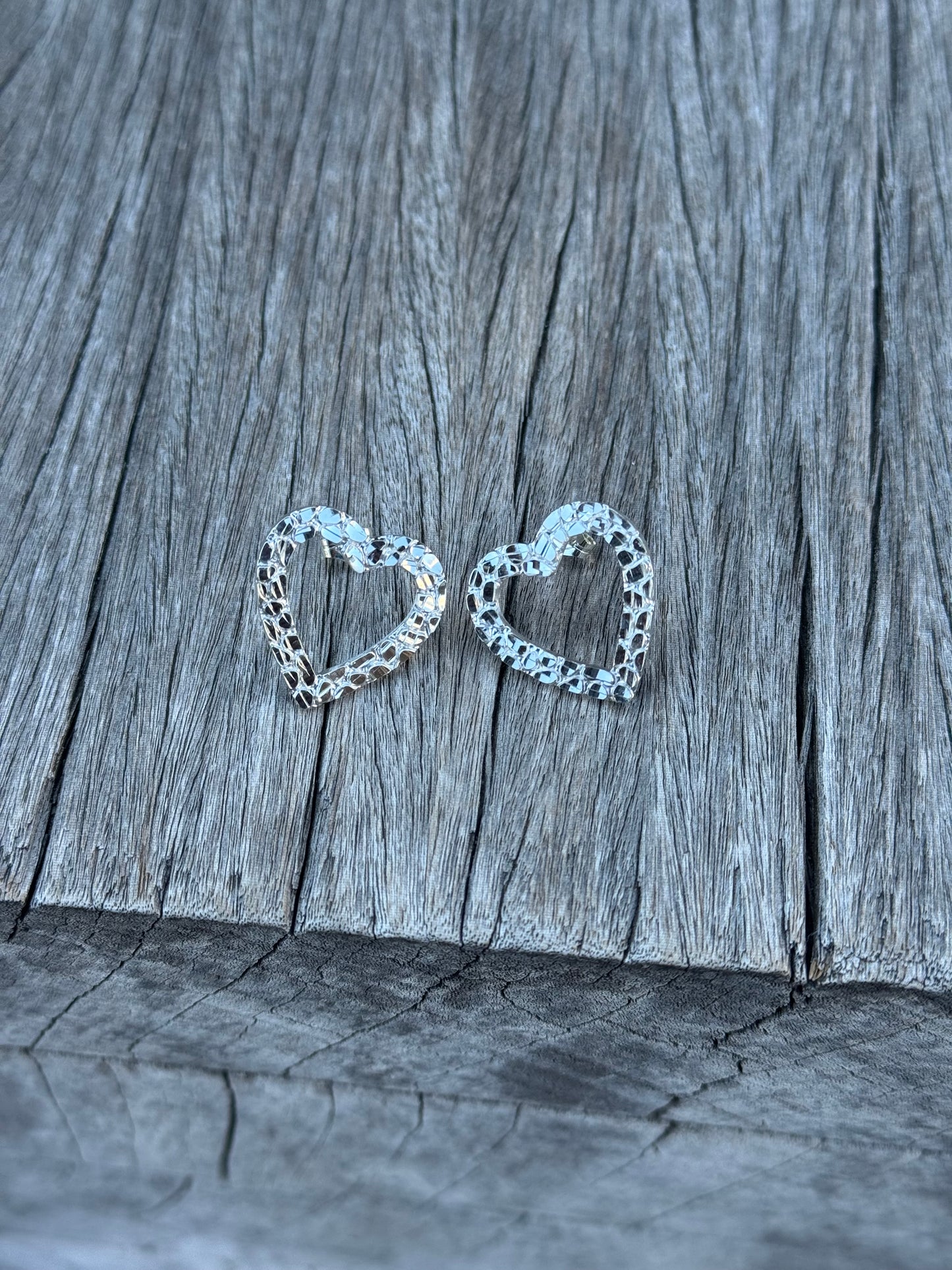 925 Silver Heart Nugget Earrings