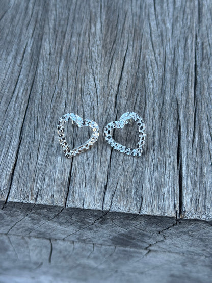 925 Silver Heart Nugget Earrings