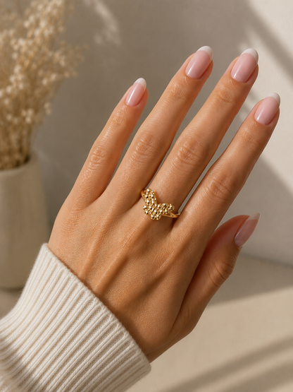 925 Silver Butterfly Nugget Ring