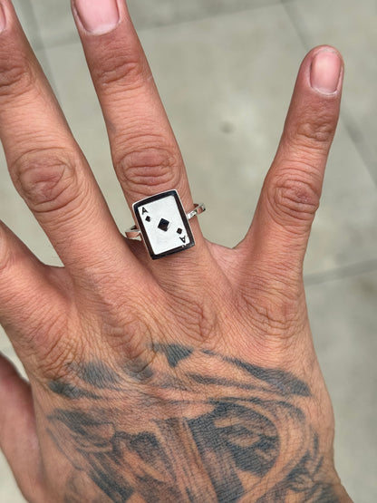 925 Silver Ace Card Ring
