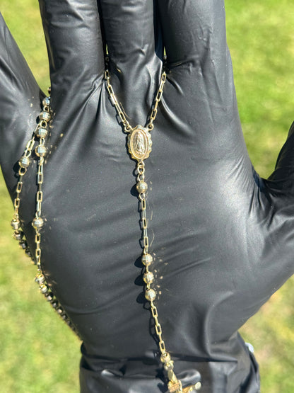 14K Yellow Gold 24” 4MM Rosary Necklace