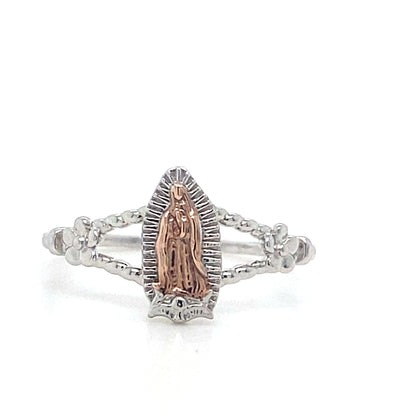Two Tone Virgin Mary Ring In 925 Sterling Silver