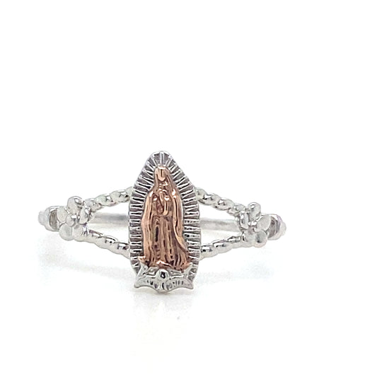 Two Tone Virgin Mary Ring In 925 Sterling Silver