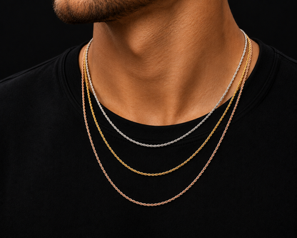925 Silver 1.5MM Rope Chain Necklace