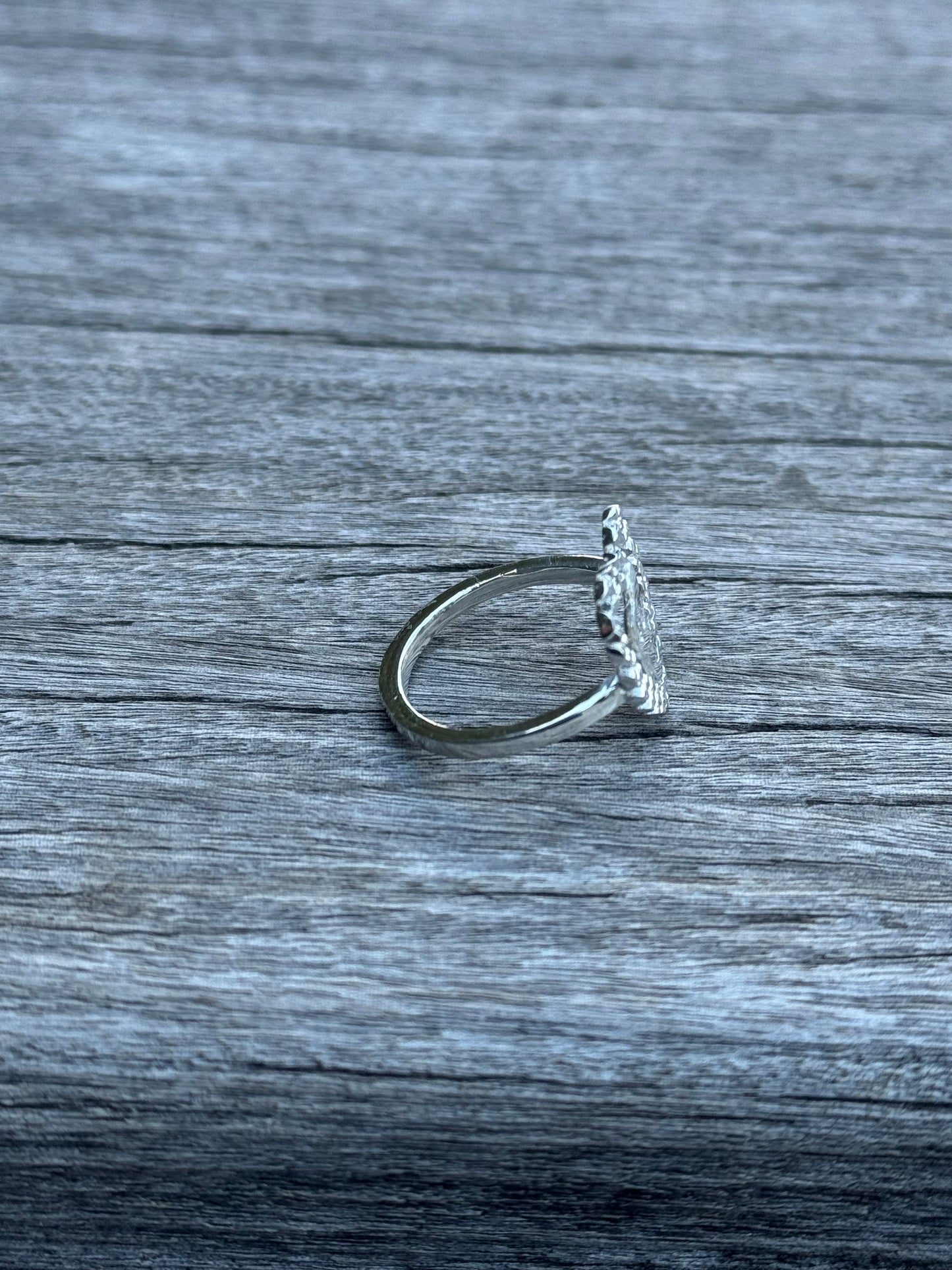 925 Silver Heart Rolex Initial Ring
