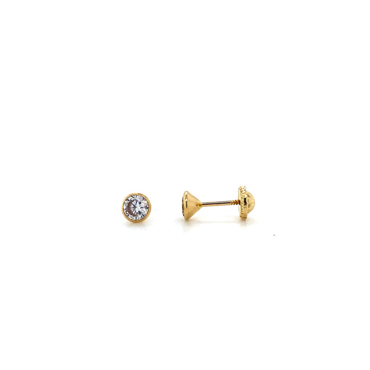 14K Yellow Gold Bezel CZ Stud Earrings