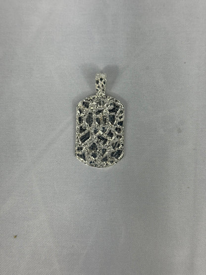 925 Silver Nugget Dog Tag Pendant 49MM x 25MM