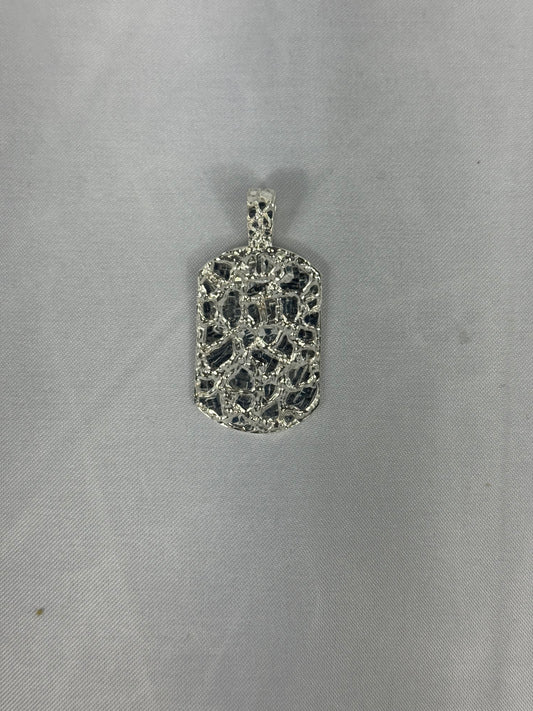 925 Silver Nugget Dog Tag Pendant 49MM x 25MM