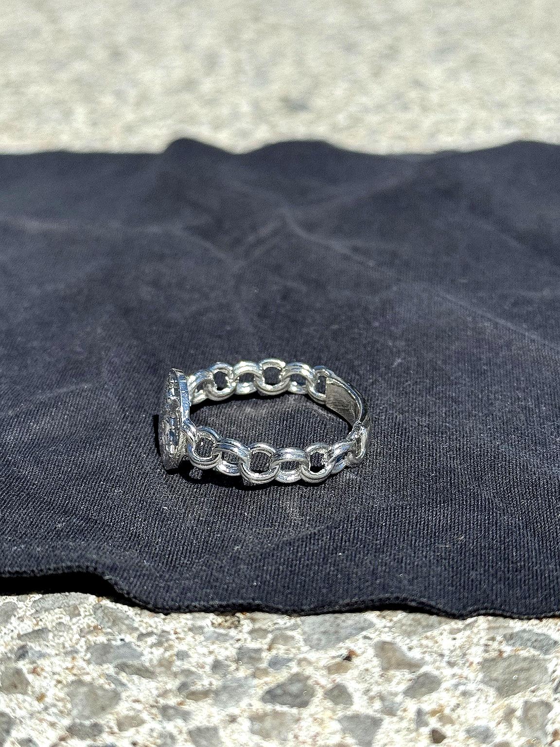 925 Silver Centenario Chino Link Ring