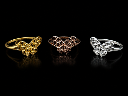 925 Silver Butterfly Nugget Ring
