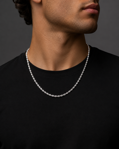 925 Silver 3MM Rope Chain & Bracelet