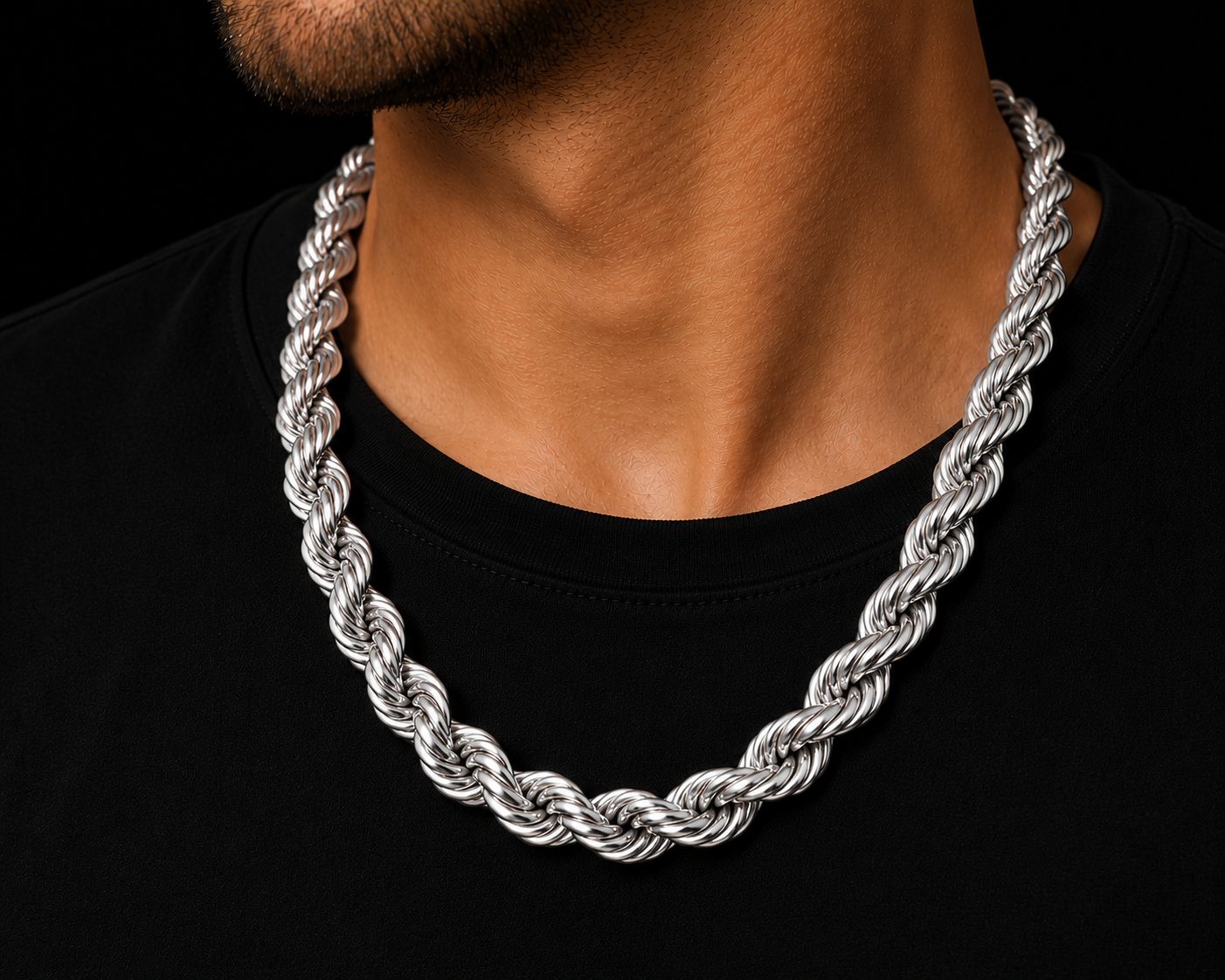 925 Sterling Silver 12MM Rope Chain & Bracelet