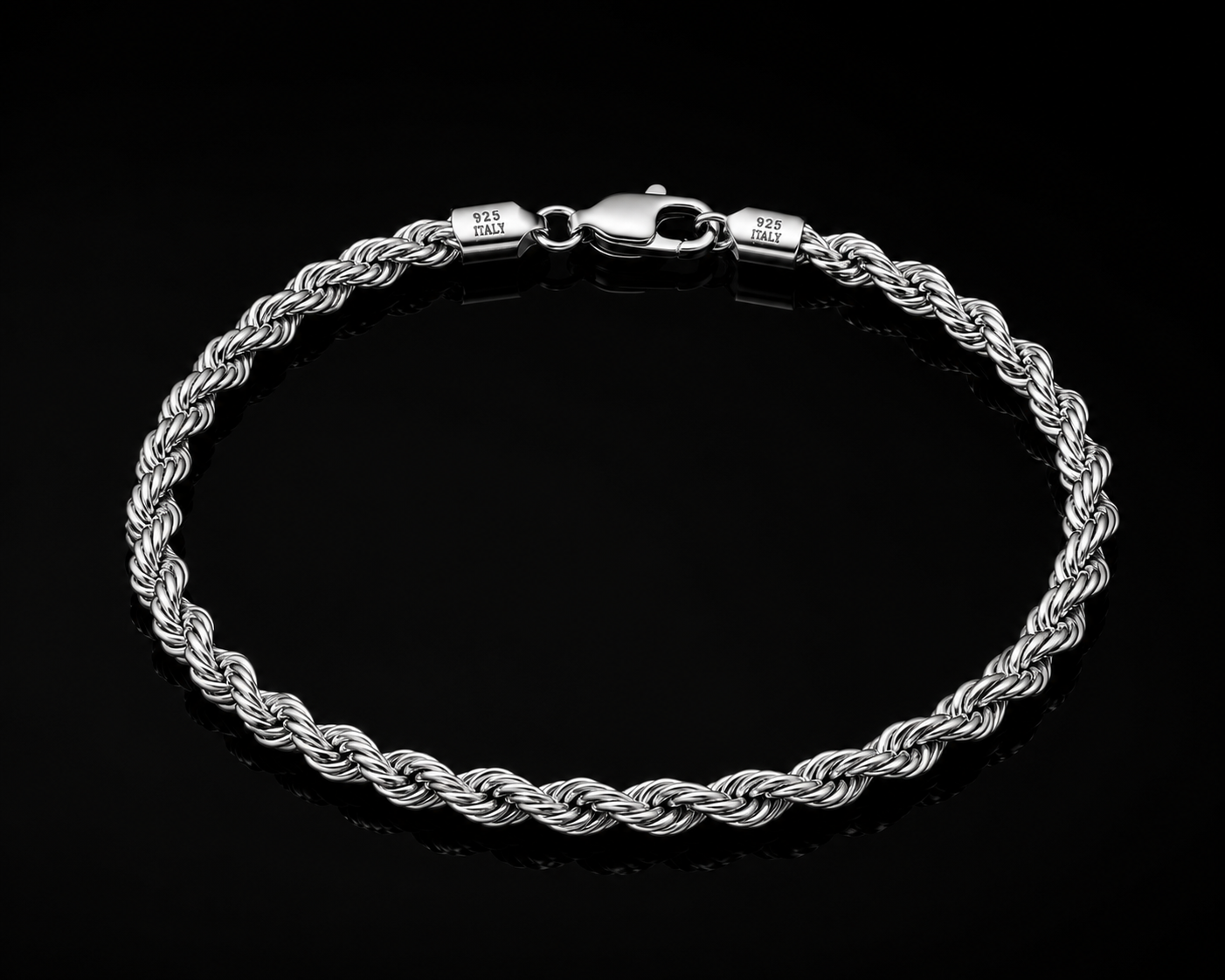 925 Sterling Silver 3.5MM Rope Chain & Bracelet