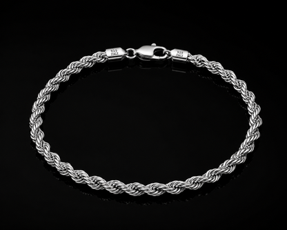 925 Sterling Silver 3.5MM Rope Chain & Bracelet