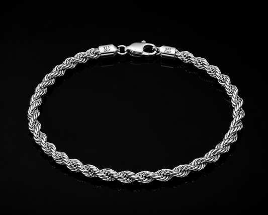 925 Sterling Silver 3.5MM Rope Chain & Bracelet