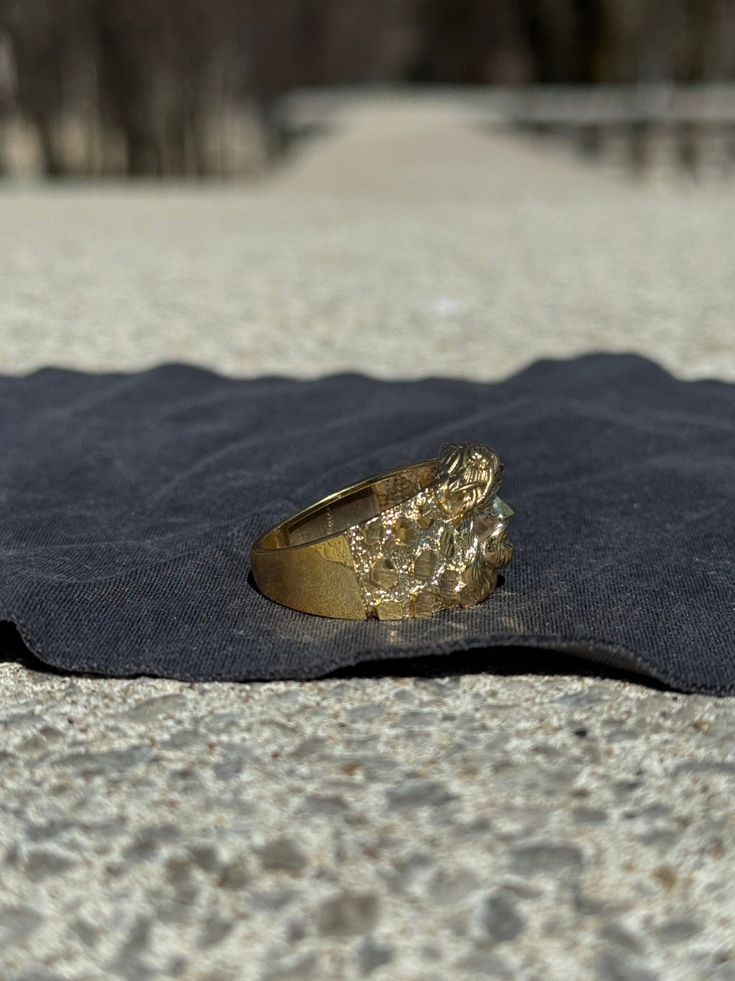 925 Silver Jesus Nugget Ring Yellow Gold - D's Custom Jewelry