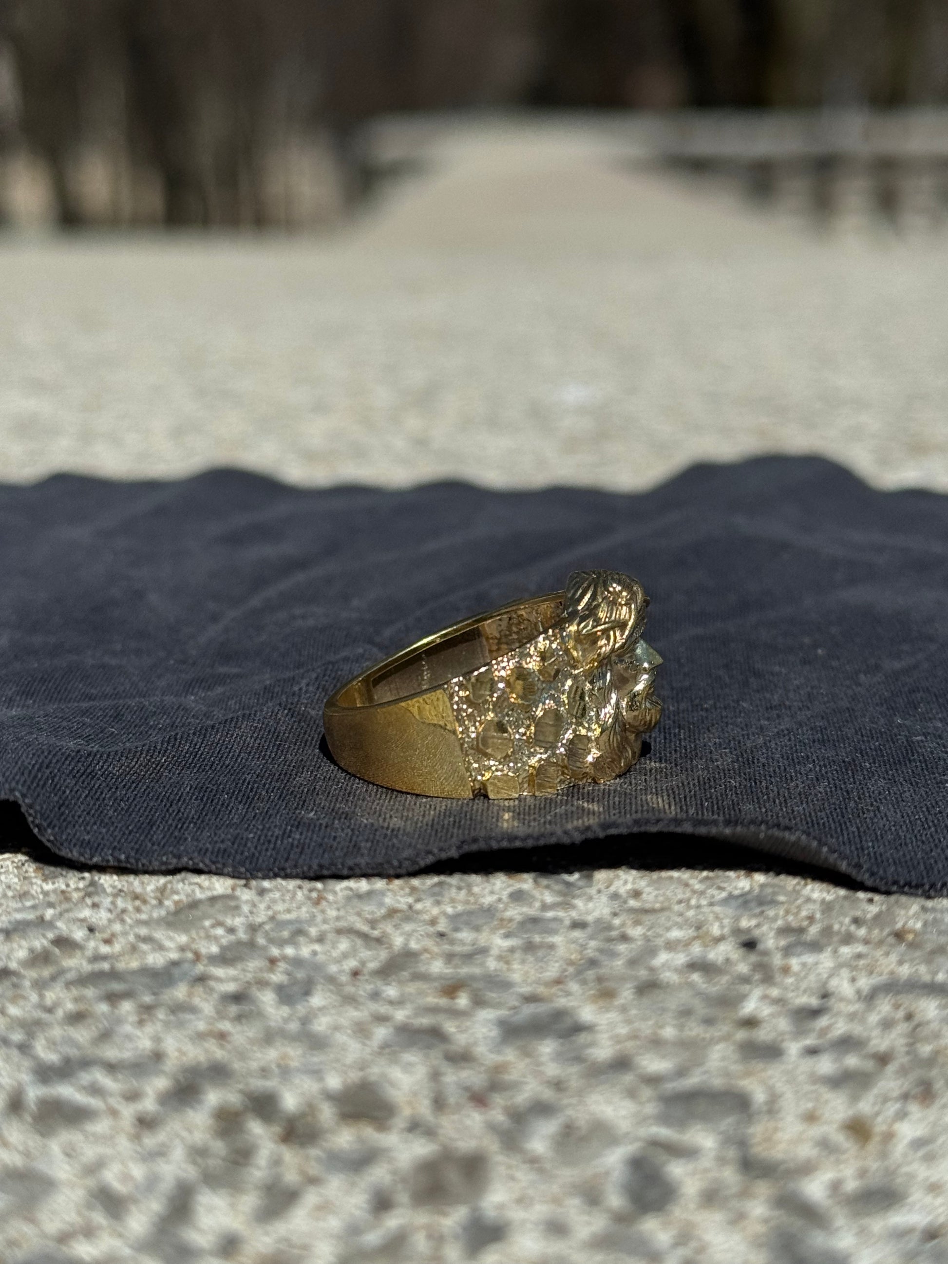 925 Silver Jesus Nugget Ring Yellow Gold - D's Custom Jewelry