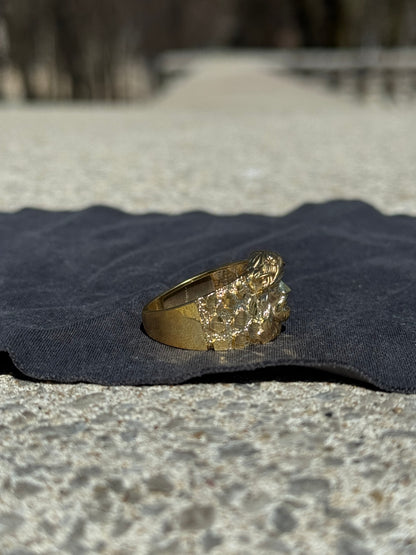 925 Silver Jesus Nugget Ring Yellow Gold - D's Custom Jewelry