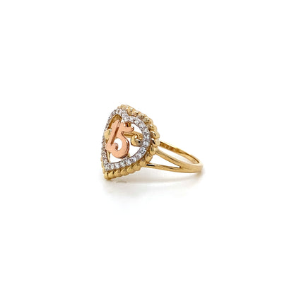 14K Solid 2 Tone Sweet 15 Anos 15 Years Birthday Quinceanera Rings