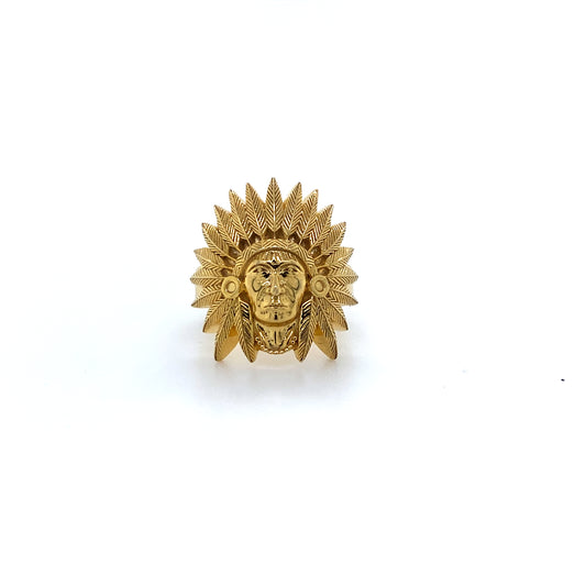 14K Yellow Gold Indian Chief Ring